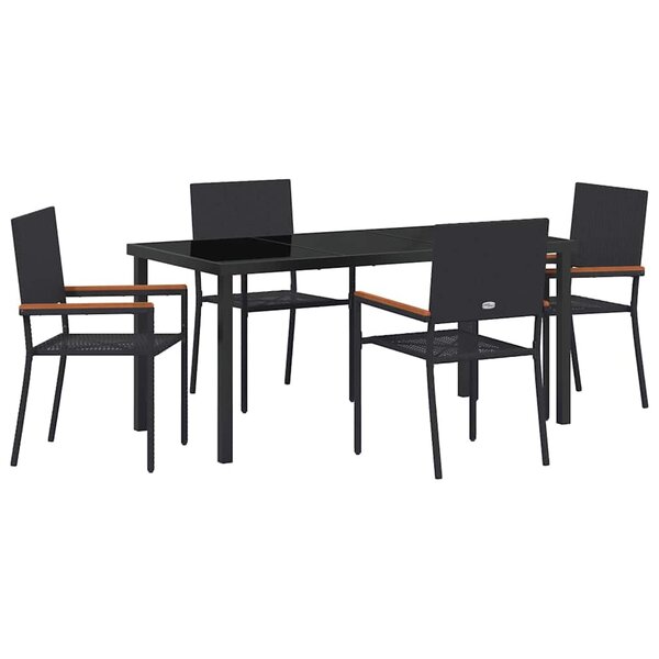 vidaXL Ensemble de salle à manger pour jardin 5 Pièces Noir polyrotin