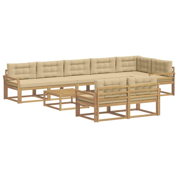 vidaXL Ensemble de canapés d'extérieur 9 pc Blanc et Beige Polyester