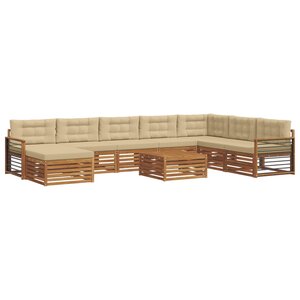 vidaXL Ensemble de canapés d'extérieur 9 pc Naturel et Beige