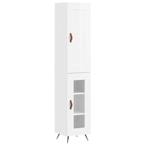 vidaXL Buffet haut Blanc brillant 34 5x34x180 cm Bois d'ingénierie