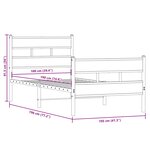 vidaXL Cadre de lit en métal sans matelas chêne fumé 100x190 cm