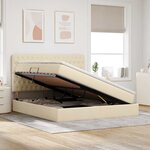 vidaXL Lit de Rangement Crème 180 x 200 cm Cuir synthétique