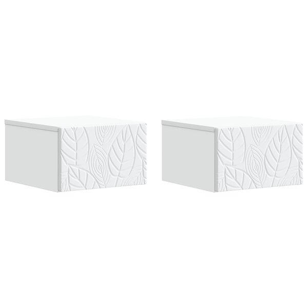 vidaXL Table d'appoint murale 2 Pièces Blanc 34 5 x 33 x 20 cm