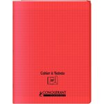 Cahier 48 pages seyès 90 g avec couverture polypropylène rouge 3 rabats  format 24 x 32 cm CONQUERANT