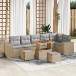 vidaXL Ensemble de canapé de jardin 9 Pièces Beige polyrotin