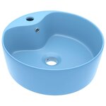 vidaXL Lavabo de luxe avec trop-plein Bleu clair mat 36x13cm Céramique