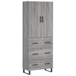 vidaXL Buffet haut Sonoma gris 69 5x34x180 cm Bois d'ingénierie