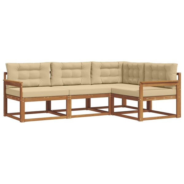 vidaXL Ensemble de canapés d'extérieur 4 pc Naturel et Beige