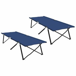 vidaXL Lit de camping pliant 2 Pièces Bleu 206 x 76 x 74 cm
