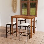 vidaXL Ensemble de bar de jardin avec coussins 5 Pièces Marron