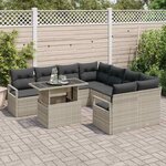 vidaXL Ensemble de canapé de jardin 9 Pièces Gris clair Poly rotin