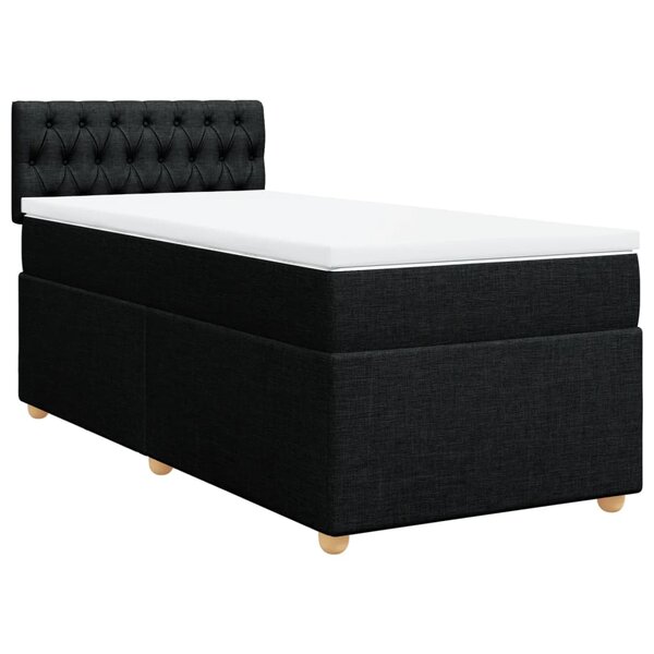 vidaXL Sommier à lattes de lit avec matelas Noir 90x200 cm Tissu