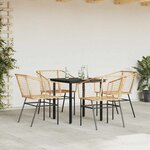 vidaXL Ensemble à manger jardin 5Pièces marron poly rotin verre