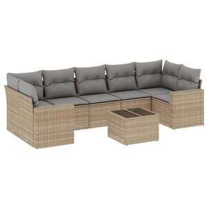 vidaXL Salon de jardin avec coussins 8 Pièces beige résine tressée