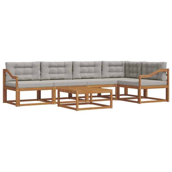 vidaXL Ensemble de canapés d'extérieur 6 Pièces Naturel et gris clair