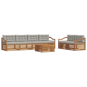 vidaXL Ensemble de canapés d'extérieur 7 pc Gris Naturel et Clair