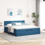 VidaXL Cadre de lit ottoman avec matelas bleu foncé 180x200 cm velours