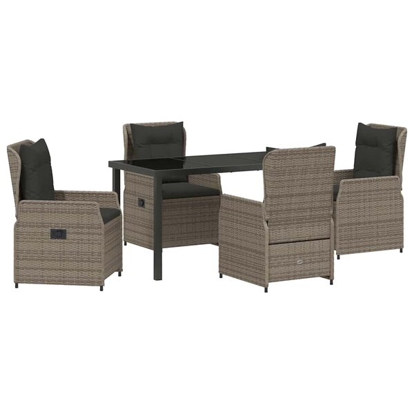 vidaXL Ensemble de salle à manger pour jardin 5 Pièces Gris polyrotin