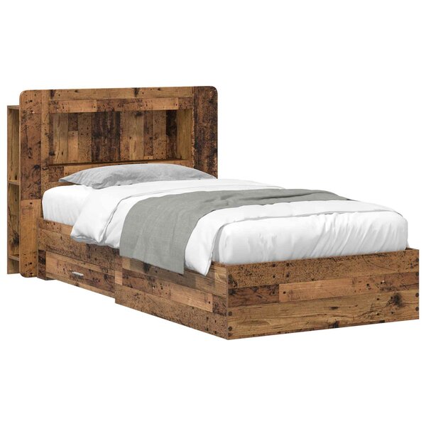 vidaXL Cadre de lit avec rangement Bois ancien 90 x 190 cm