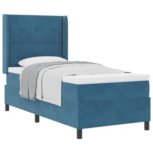 vidaXL Lit à ressorts avec matelas Bleu 90 x 200 cm Velours
