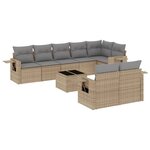 vidaXL Salon de jardin avec coussins 9 Pièces beige résine tressée