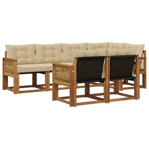 vidaXL Ensemble de canapés d'extérieur 7 Pièces Naturel et Beige