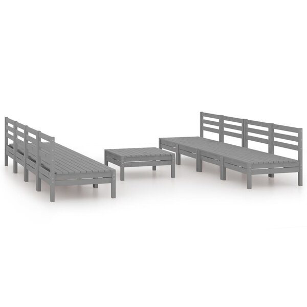 vidaXL Salon de jardin 9 Pièces Gris Bois de pin massif