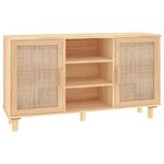 vidaXL Buffet Marron 105x30x60 cm Bois de pin massif et rotin naturel