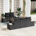 vidaXL Ensemble de canapé de jardin 6 Pièces Noir