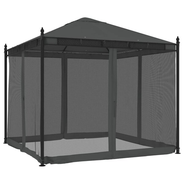vidaXL Tonnelle avec parois en filet anthracite 2 93x2 93 m acier
