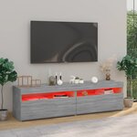 vidaXL Meubles TV avec lumières LED 2 Pièces Sonoma gris 75x35x40 cm