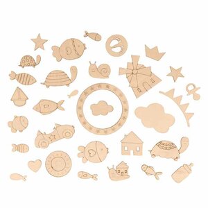 Set 32 Silhouettes Nuage - Bois