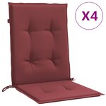 vidaXL Coussins de chaise dossier bas lot de 4 rouge bordeaux mélangé