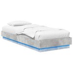 vidaXL Cadre de lit avec LED Gris béton 80 x 200 cm Bois d'ingénierie