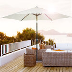 Parasol inclinable de jardin balcon terrasse manivelle toile polyester imperméabilisée haute densité 180 g/m² Ø2 7 x 2 35H m alu crème
