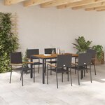 vidaXL Ensemble de salle à manger pour jardin 7 Pièces Noir  Bois