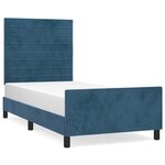 vidaXL Cadre de lit avec tête de lit Bleu foncé 90x190 cm Velours