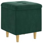 vidaXL Pouf de rangement Vert foncé 40 x 40 x 45 cm Velours