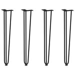 vidaXL Pieds en épingle à cheveux pour consoles  lot de 4  noir  72 cm  acier massif