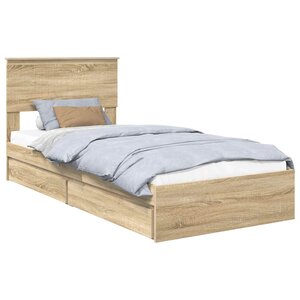 vidaXL Lit de Rangement Chêne Sonoma 90 x 200 cm Bois d'ingénierie