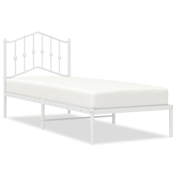 vidaXL Cadre de lit métal sans matelas avec tête de lit blanc 90x200cm