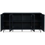 Buffet bas - CARACAS - bleu navy - 2 portes vitrées + 2 portes - 180 x 90 x 40 cm