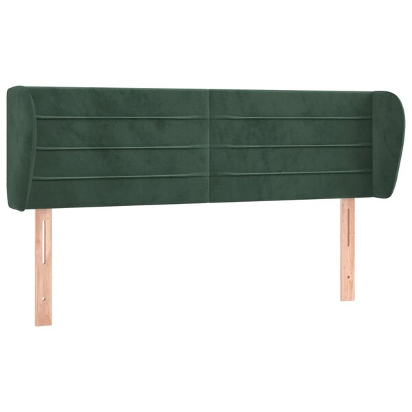 vidaXL Tête de lit avec oreilles Vert foncé 147x23x78/88 cm Velours