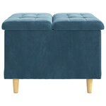 vidaXL Pouf de rangement avec coussin Bleu 60 x 60 x 45 cm Velours