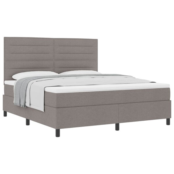 vidaXL Lit à ressorts avec tête de lit Taupe 180 x 200 cm tissu