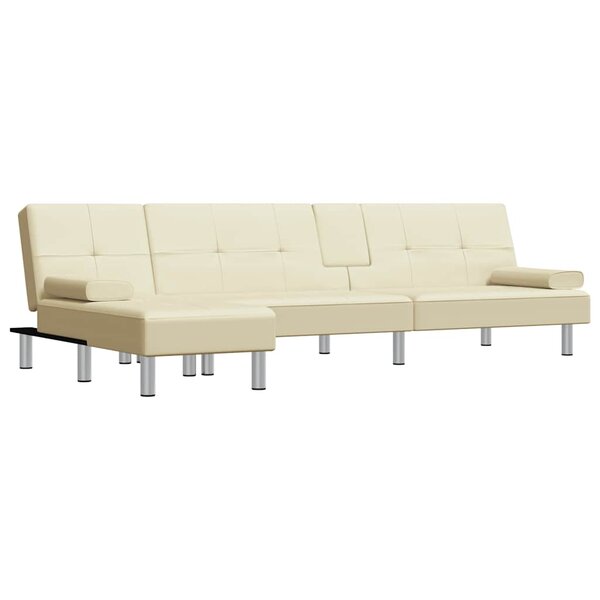 vidaXL Canapé-lit en forme de L crème 255x140x70 cm similicuir