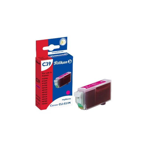 C39 cartouche jet d'encre compatible avec oem cli-521m 2935b001 magenta pelikan printing