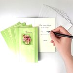 Lot 5 cartes "invitation" bouquet fleurs roses avec 5 enveloppes blanches 9x14cm