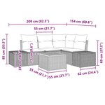 vidaXL Canapé de jardin 5 pièces avec coussins en noir  poly rattan et acacia
