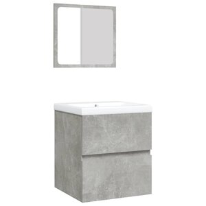 vidaXL Armoire lavabo de salle de bain et bassin et miroir Gris béton